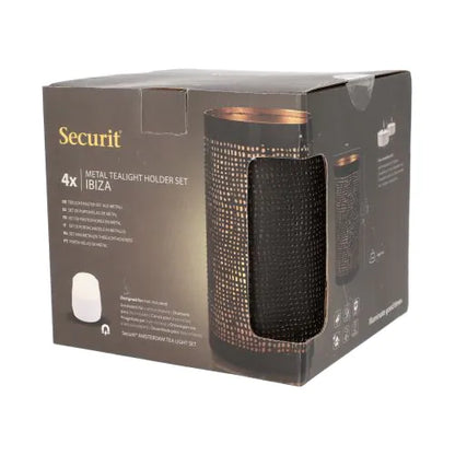 Papstar Svietnik Securit® Ø 8 cm x 15 cm čierno/zlatý