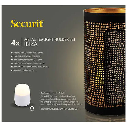 Papstar Svietnik Securit® Ø 8 cm x 15 cm čierno/zlatý
