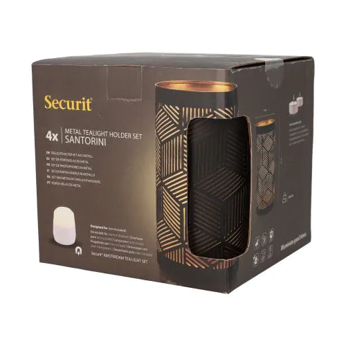 Papstar Svietnik Securit® Ø 8 cm x 15 cm čierno/zlatý