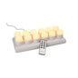 Papstar Securit® 12 LED čajových svetiel vrát. nabíjacia stanica Ø 4 cm x 5 cm "Amsterdam" doba svietenia 12-40 hod
