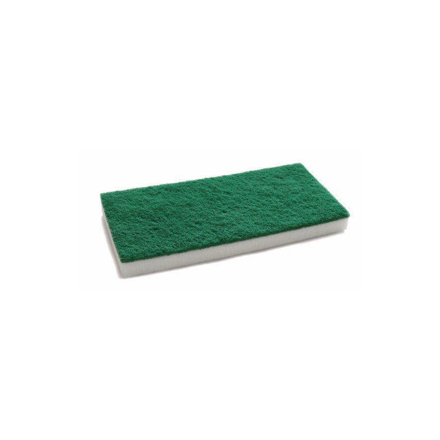 Arcora Melamin Handpad Dick (10 kusov) od Arcora International GmbH je zobrazený na jednoduchom bielom pozadí; jeho obdĺžnikový zeleno-biely dizajn ho robí ideálnym pre efektívne čistenie.