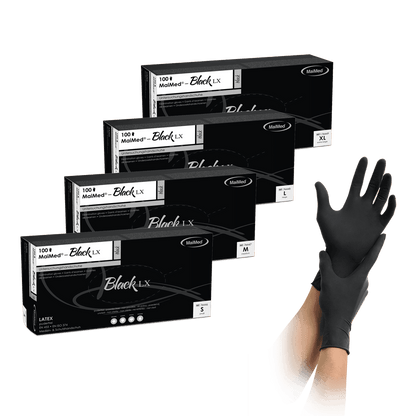 MaiMed-Black LX PF jednorazové latexové vyšetrovacie rukavice, bez púdru, 100 kusov/balenie