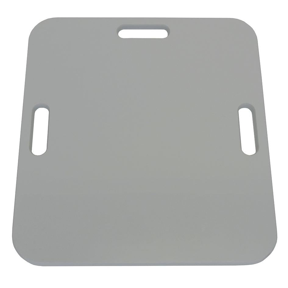 Abgebildet ist eine flache, rechteckige graue Novocal Reanimationsplatte aus Kunststoff mit Halterung für Pflegewagenserie PAW 5000-9000 (1 Stück) mit abgerundeten Ecken und drei Griffen auf weißem Hintergrund.