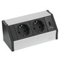 Novocal Smart Power Outlet Allrounder má dve uzemnené európske zásuvky, jeden USB nabíjací port a strieborno-čierny dizajn s nápisom "EVOline" na pravej dolnej prednej strane. Vrátane H05 kábla; 1 kus v balení.