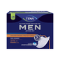 Vložka TENA Men Active Fit Level 3 pre inkontinenciu, zabalená v nápadnej modrej a čiernej farbe, je navrhnutá pre močovú inkontinenciu. Tento produkt od TENA – Essity Germany GmbH zobrazuje grafiku štítu a zdôrazňuje výhody ako trojitú ochranu a absolútnu diskrétnosť, čo ho robí ideálnou voľbou pre mužov, ktorí hľadajú dôveru a pohodlie. Každé balenie obsahuje 16 kusov.