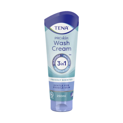 250 ml tuba TENA Wash Cream starostlivosť o pokožku 3v1 od TENA – Essity Germany GmbH poskytuje prvotriednu starostlivosť o pokožku vďaka čisteniu, ochrane a hydratácii. Perfektné pre citlivú pokožku, ponúka osviežujúcu vôňu, ktorá ešte viac posilňuje zážitok zo starostlivosti.