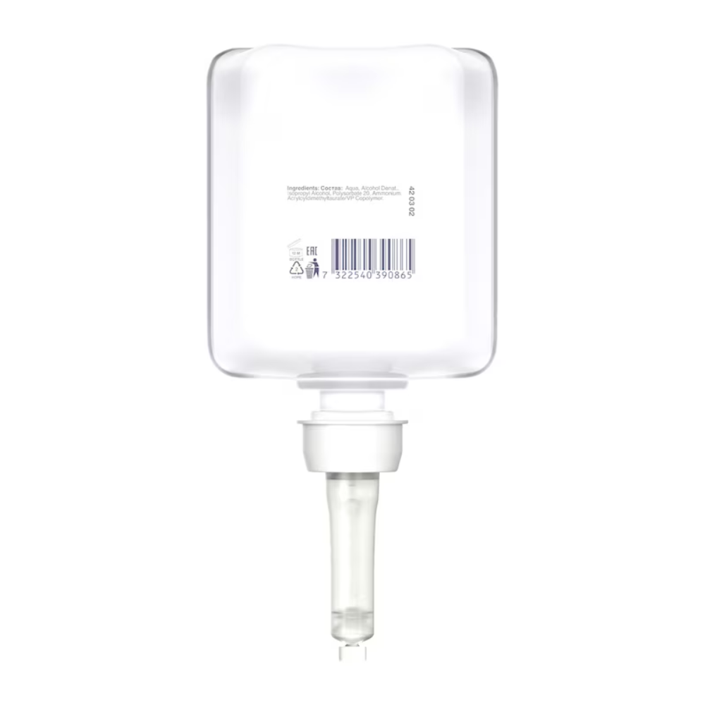 Tork 420302 Premium čistič toaletných sedadiel od TORK – Essity Professional Hygiene Germany GmbH je vybavený priehľadnou, obdĺžnikovou fľašou, ktorá má na spodku pumpovaciu trysku pre zabezpečenie optimálnej hygieny. Každá fľaša obsahuje čiarový kód a textovú etiketu s podrobnými zložkami a návodom na použitie, čím sa účinne zabraňuje krížovej kontaminácii pri každom použití.