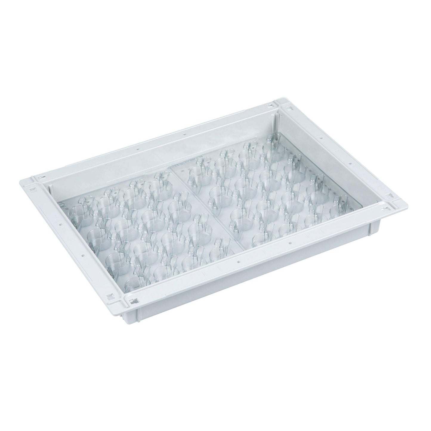 Modul distribútora Novocal je robustný biely ABS podnos (300x400x50mm) s okrúhlymi priehradkami a priehľadnými držiakmi, ktorý je určený pre 4 balenia Bewo. Kompatibilný so systémami balení Bewo. Značka: Novocal.