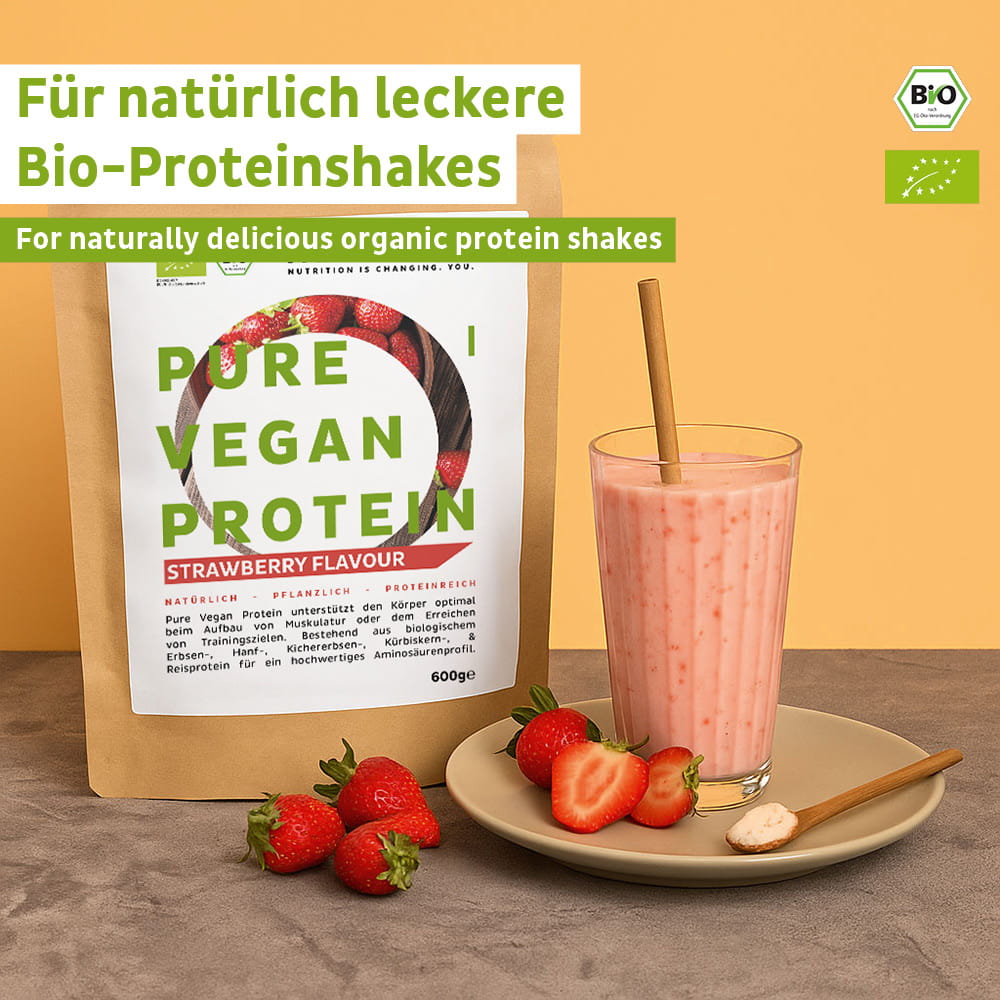 Bio vegánsky proteínový prášok jahodový bez sóje
