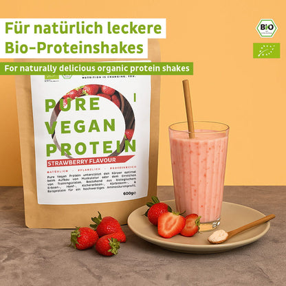 Bio vegánsky proteínový prášok jahodový bez sóje
