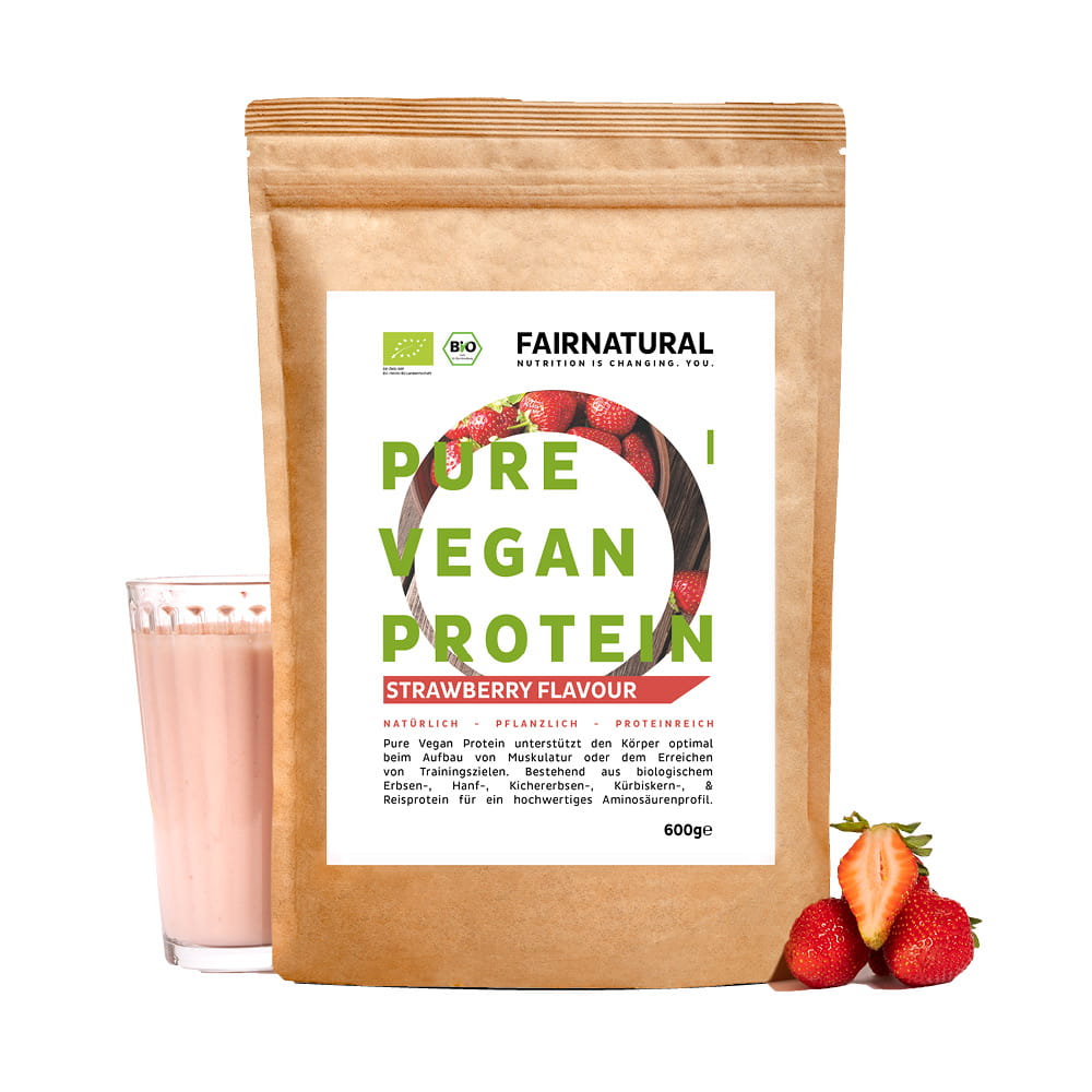Bio vegánsky proteínový prášok jahodový bez sóje