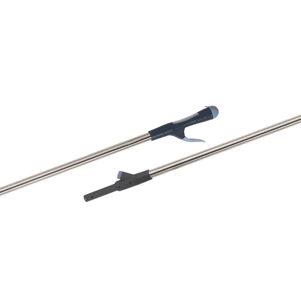 Das Vileda SprayPro Edelstahl Bodenreinigungssystem Set der Vileda GmbH besteht aus zwei Metallstangen mit ergonomischen Griffen – eine ist mit einem blauen Clip und die andere mit einem schwarzen Knebel ausgestattet. Dieses ausziehbare Reinigungssystem ist perfekt für professionelle Reinigungskräfte, die effiziente Lösungen suchen.