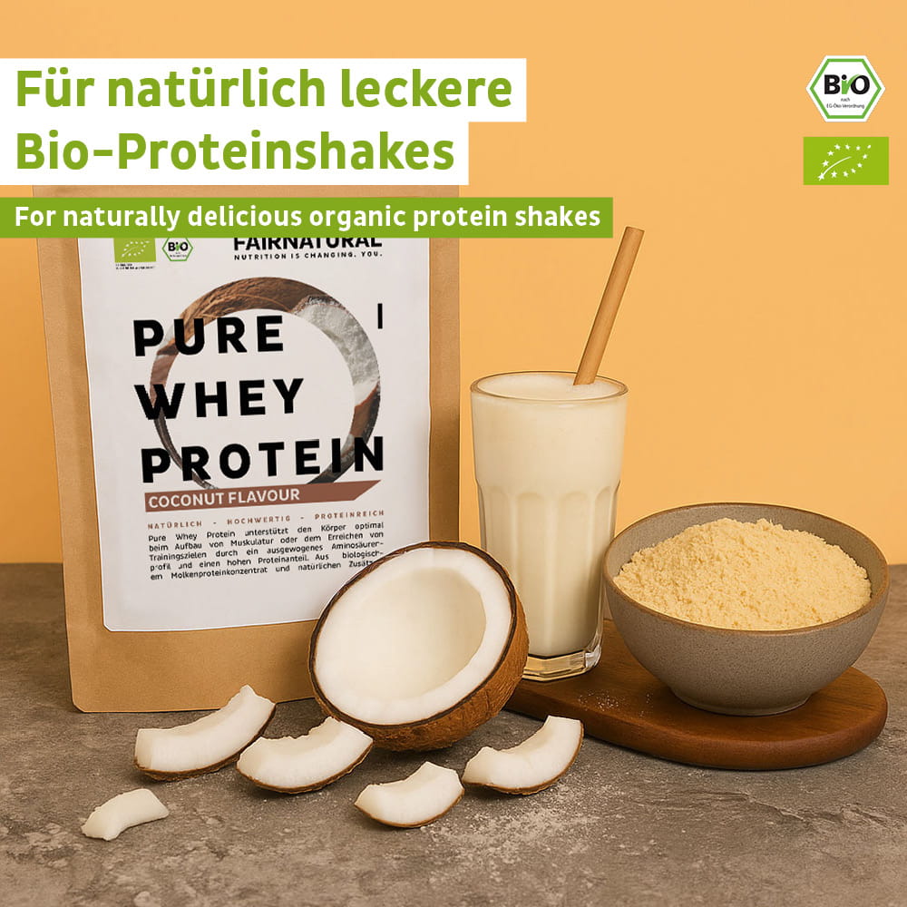Bio kokosový srvátkový proteínový prášok