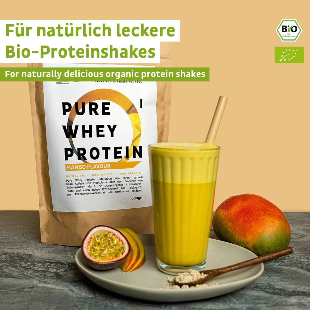 Organický srvátkový proteínový prášok Mango