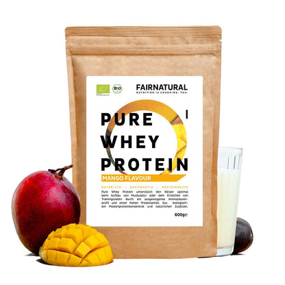 Organický srvátkový proteínový prášok Mango