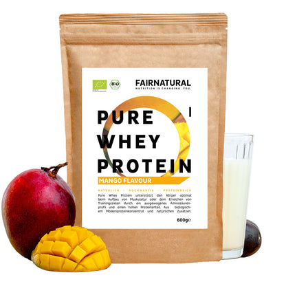Organický srvátkový proteínový prášok Mango