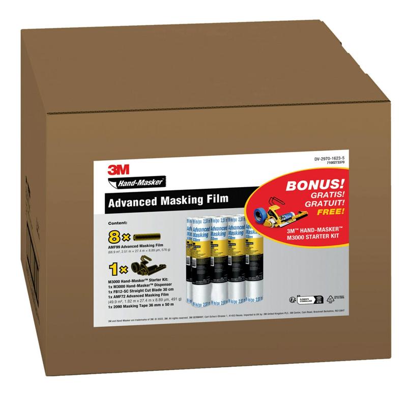 Maskovacia fólia 3M™ Hand-Masker™ AMF99, PROMO BALENIE, 251 cm x 27,4 m, 8 kotúčov + štartovacia súprava 3M™ Hand-Masker™ M3000 ZDARMA | Balenie (1 sada)