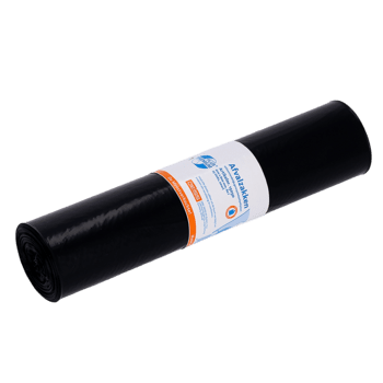 Zobrazená je rolka EMIL DEISS KG (GmbH + Co.) DEISS 15050 odpadových vriec (600x800 mm čierne, balenie 25 kusov) s bielo-oranžovou etiketou uprostred na bielom pozadí.