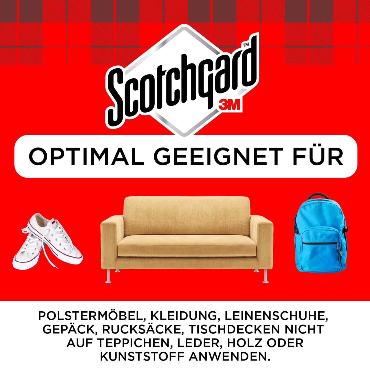 Das Scotchgard™ Textilien-Imprägnierspray von 3M schützt Sneaker, Sofas und Rucksäcke optimal vor Schmutz und Flecken - ideal für Textilien geeignet, nicht empfohlen für Leder oder Vinyl. 400 ml Dose, FR/DE/IT.