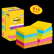 Samolepiace bločky Post-it®, karnevalová kolekcia, 76 mm x 76 mm, propagácia, 90 listov/blok, 8 podložiek + 4 zadarmo/balenie, kartónové balenie, 100% PEFC, SGSCH-PEFC-COC-110078 | Balenie (12 kusov)