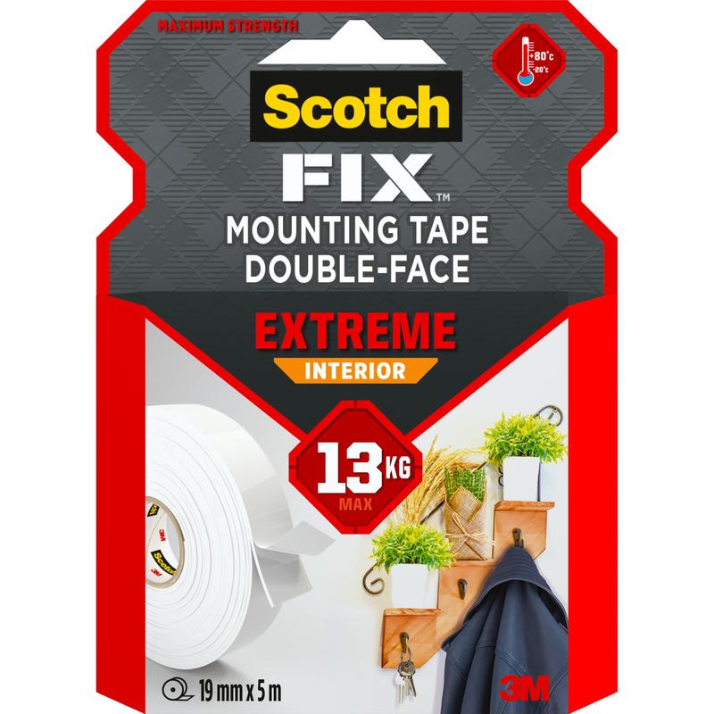 Scotch-FIX™ Extreme obojstranná interiérová montážna páska PGS05-1950-P, 19 mm x 5 m, 1 kotúč/balenie | Balenie (1 rolka)