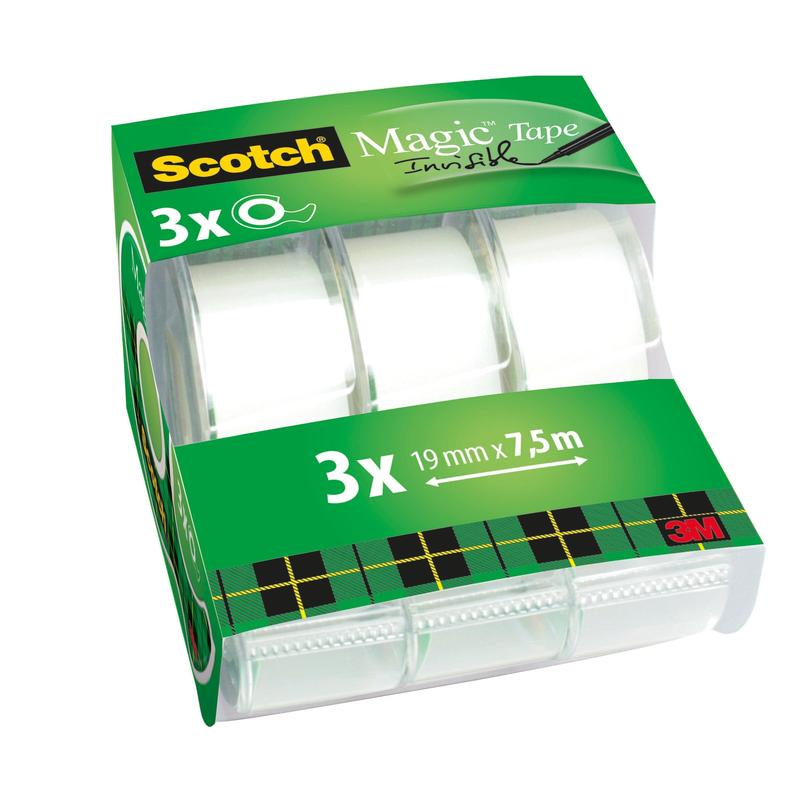 Scotch® Magic™ Invisible Tape 3 rolls 19mm x 7.5m with Hand Dispenser | Balenie (3 rolky)