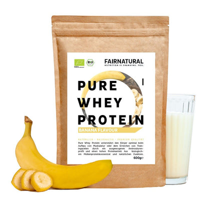 Organický srvátkový proteínový prášok banán