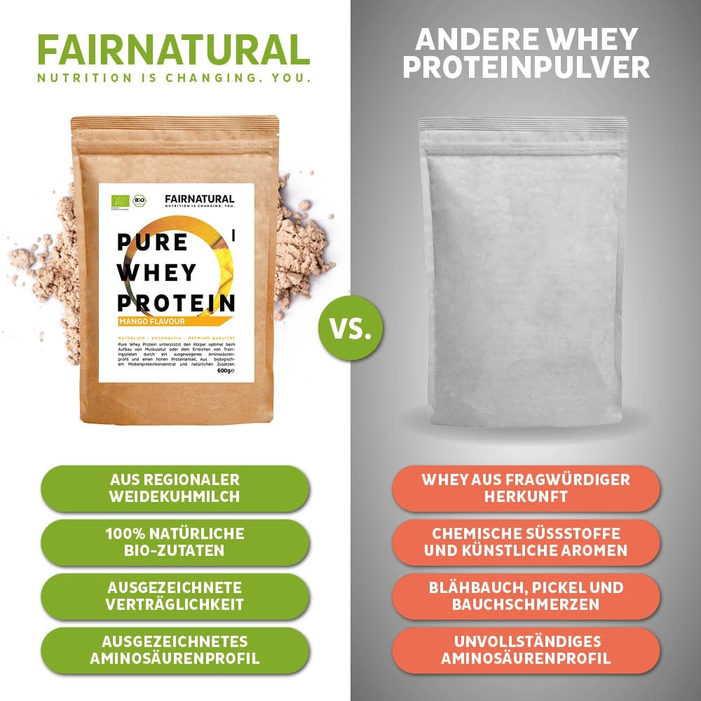 Organický srvátkový proteínový prášok Mango